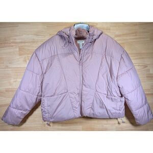 Arizona Jean Co Women's Faux Fur Lined Puffer Jacket Pink XL NWT